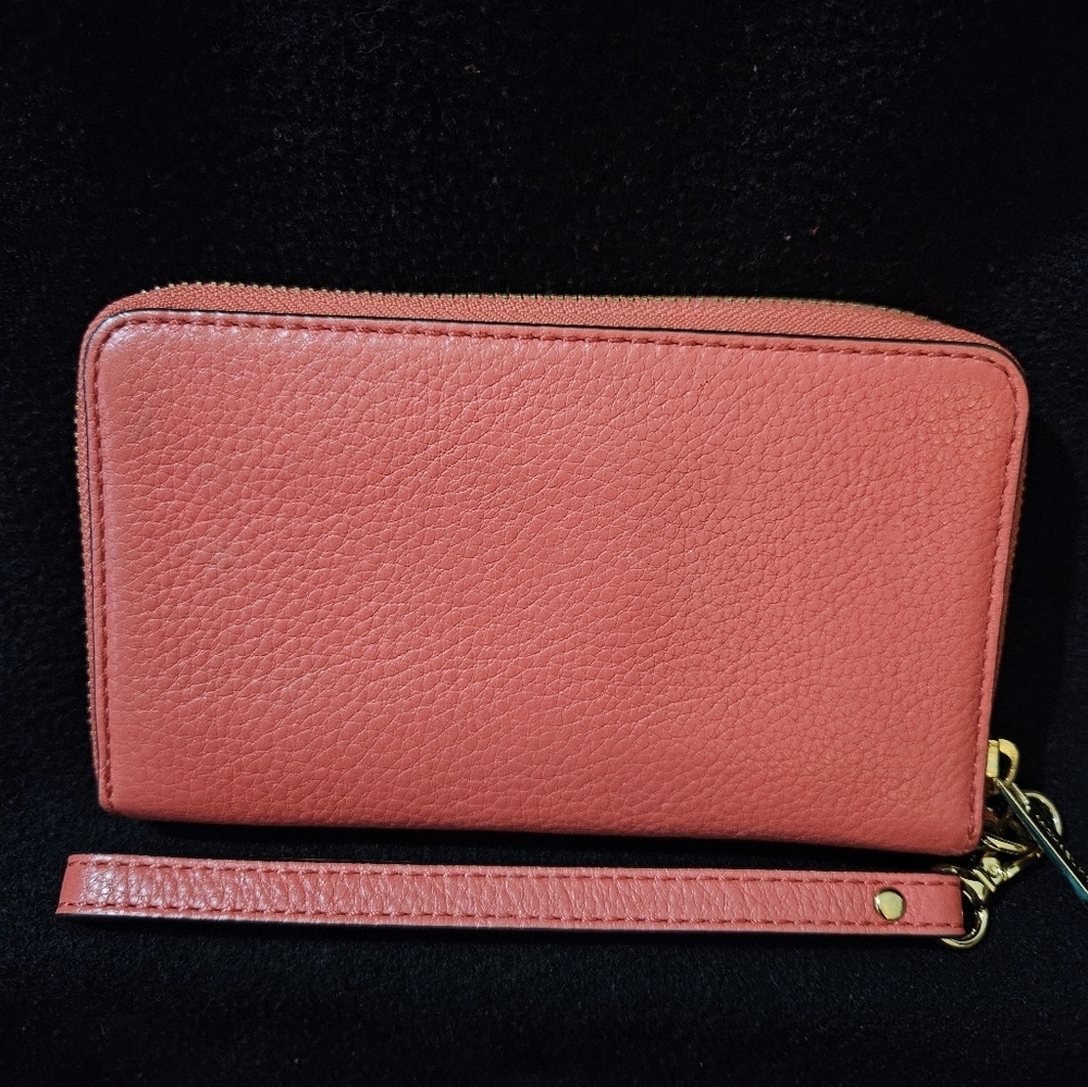 Michael Kors Coral Color Wristlet-Soft Pebble Leather - Picture 3 of 16
